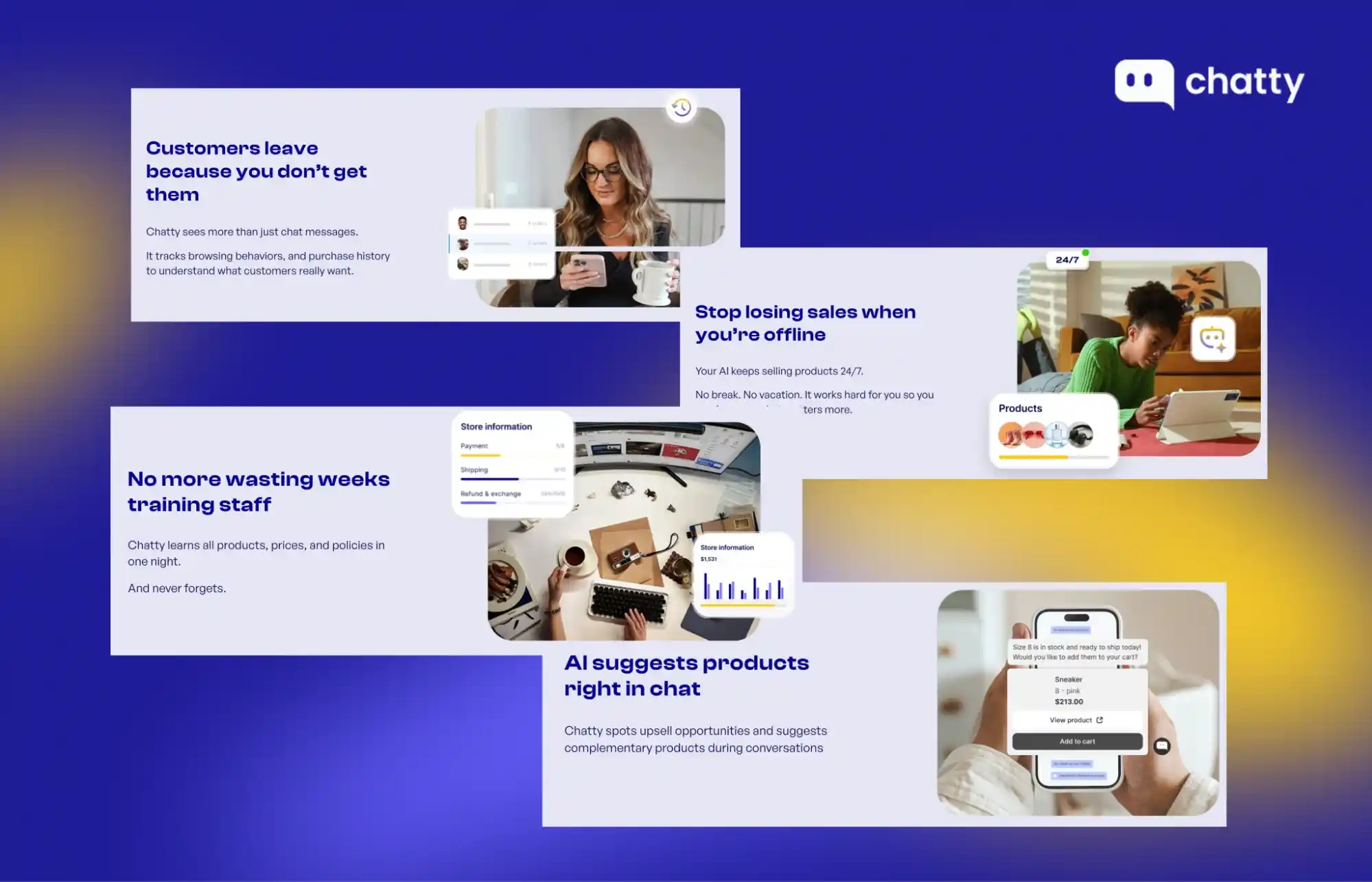 chatty ai sells around the clock and suggests products