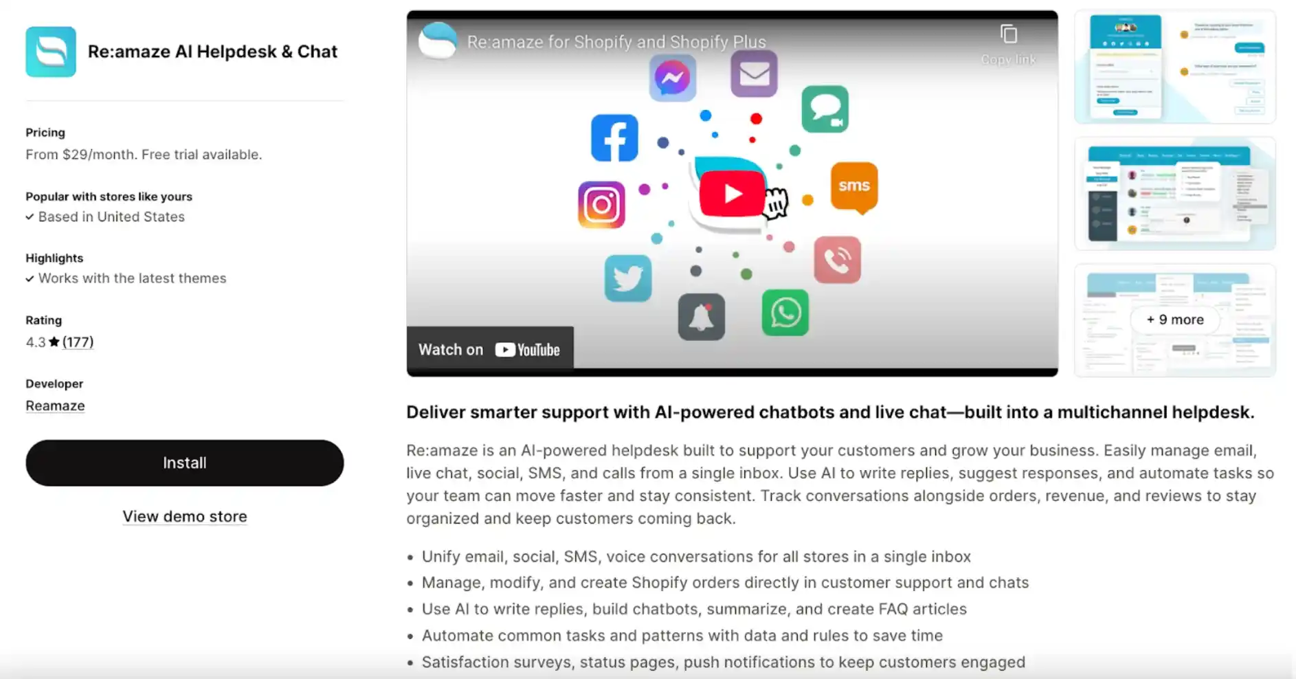 reamaze ai helpdesk chat app
