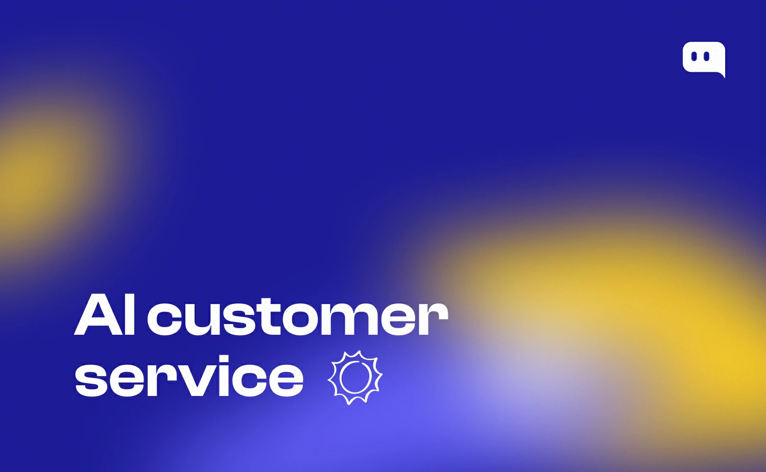 Blog thumbnail with text AI customer service and a gear icon on blue-yellow gradient background with Chatty logo