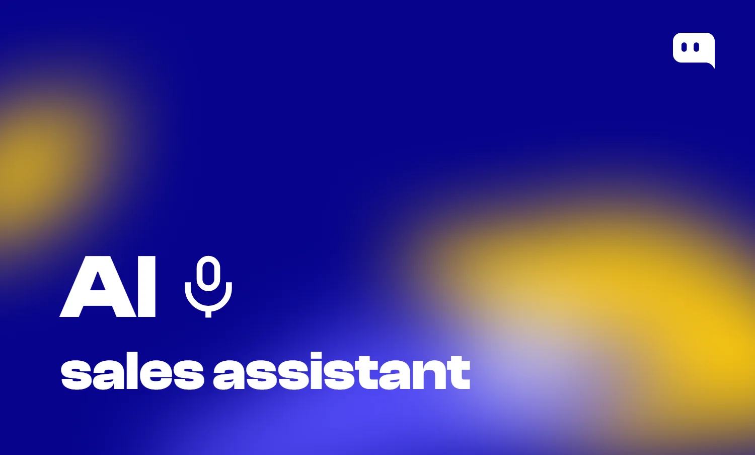 Blog thumbnail with text AI sales assistant and a microphone icon on blue-yellow gradient background with Chatty logo